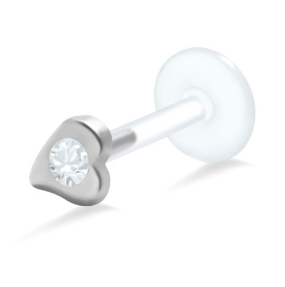 Heart Shaped Stone Set Labret Silver LA-60-1
